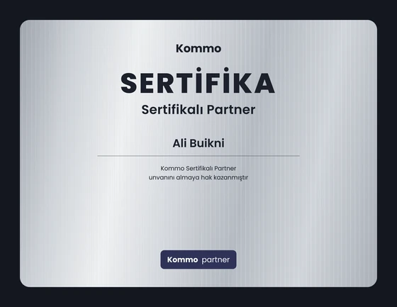 Kommo Certified Partner certificate awarded to Ali Buikni