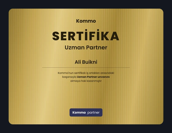 Kommo Expert Partner certificate awarded to Ali Buikni