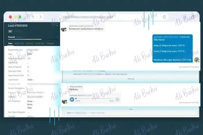Kommo CRM chat history between the sales team and customers